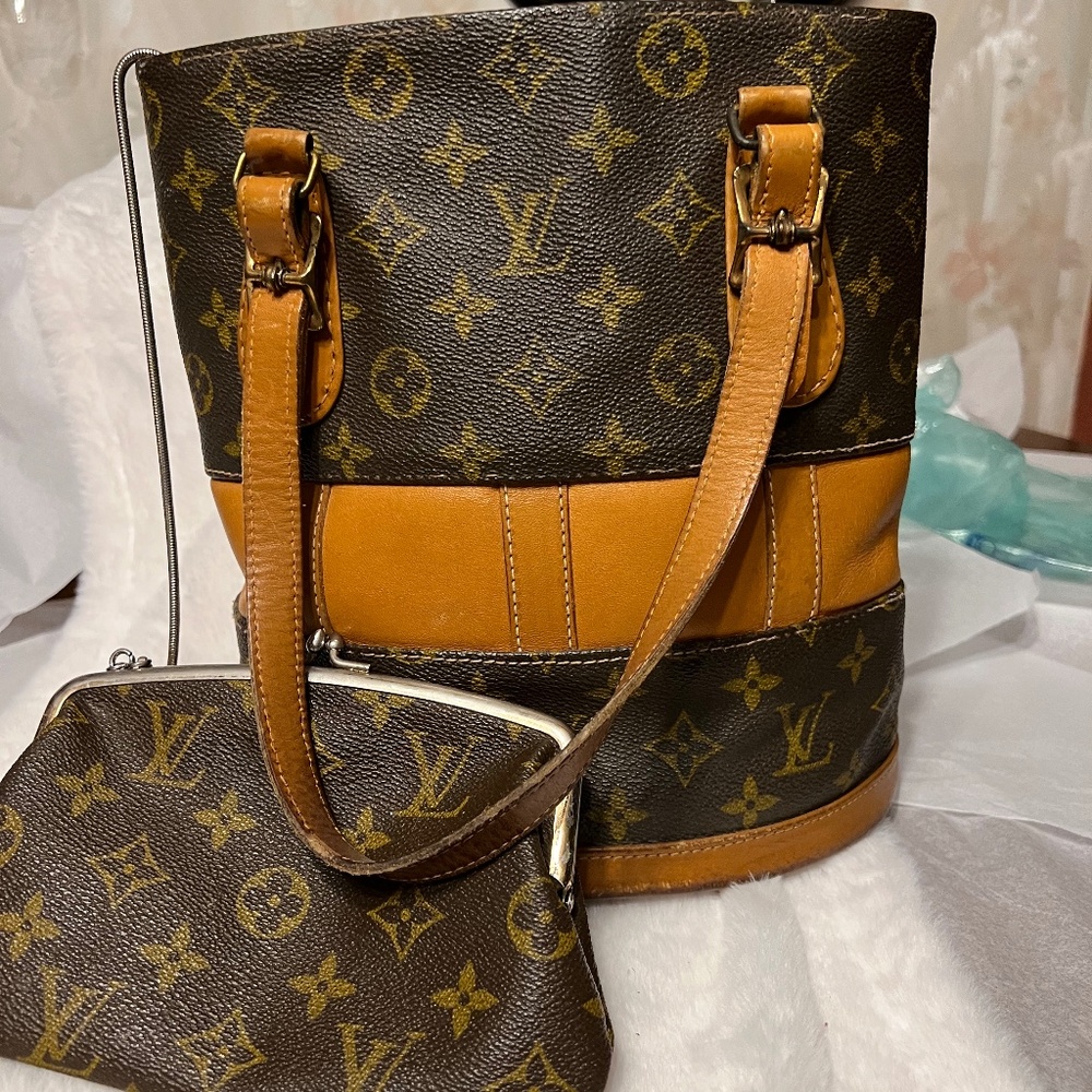 Louis Vuitton vintage bucket bag with attached purse